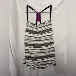 Nike Women's Black and White Striped Tank Top